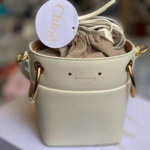 Chloe Roy Mini Leather Bucket Bag White💕